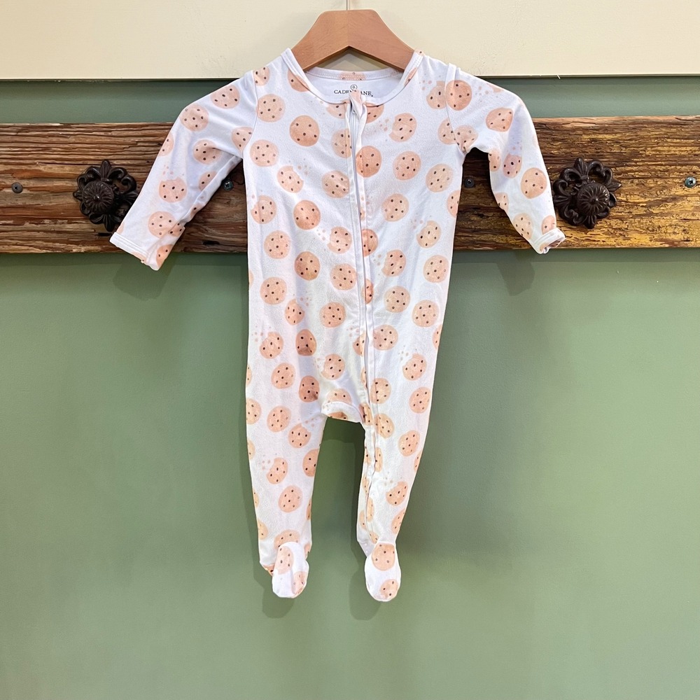 Caden Lane Baby 3-6M Cookie Print Footie Sleeper Zipper Pajamas White Brown